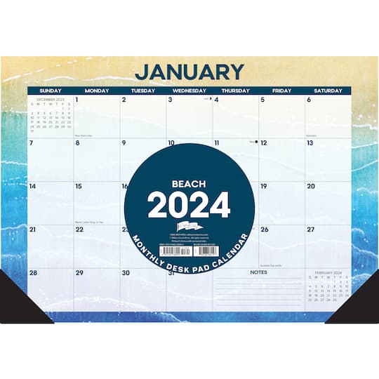 2024 Beach Desk Pad Calendar